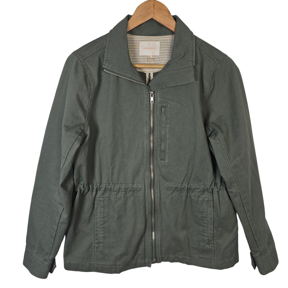 Skies Are Blue Womens Olive Green Cotton Utility Field Jacket Size S 21554